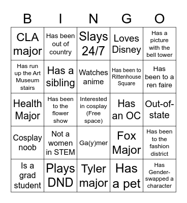 CCC Icebreaker Bingo Card