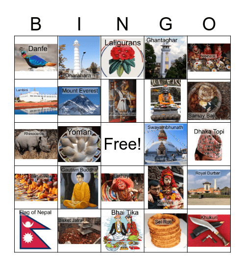 Heart of Nepal Bingo Card