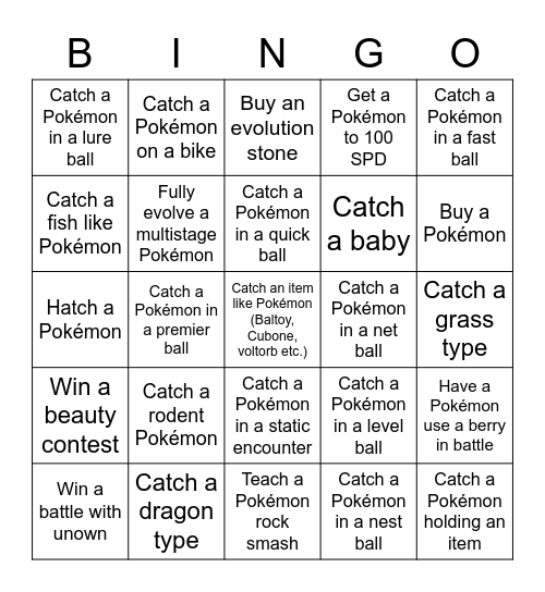 Pokémon R/S/E Bingo Card
