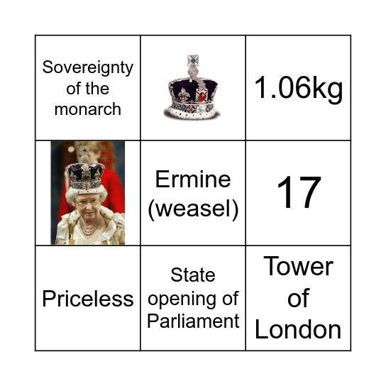 Imperial State Crown Bingo Card