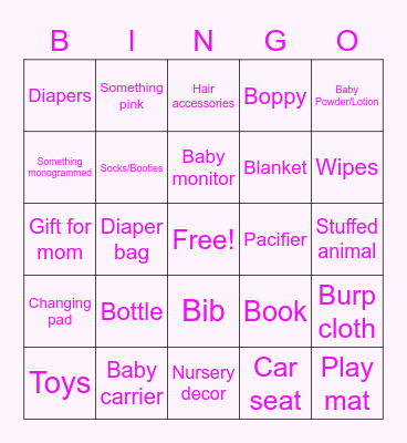 BABY SHOWER BINGO! Bingo Card