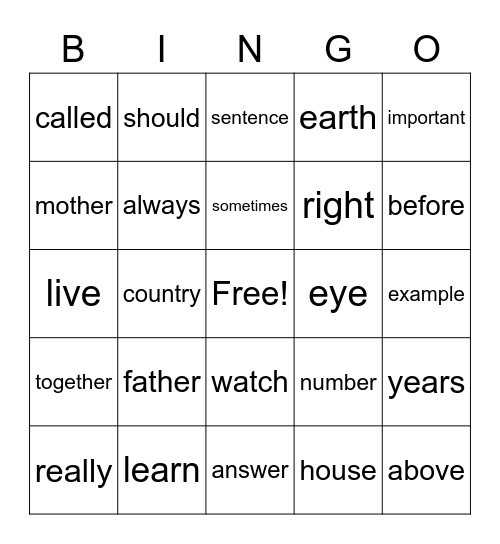 Bingo - GK Bingo Card