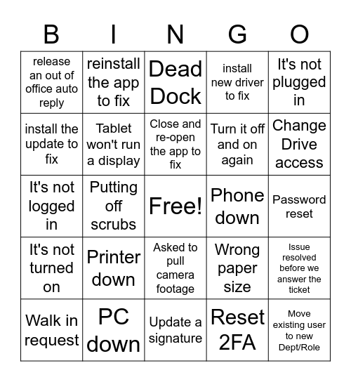 The IT Bingo Card