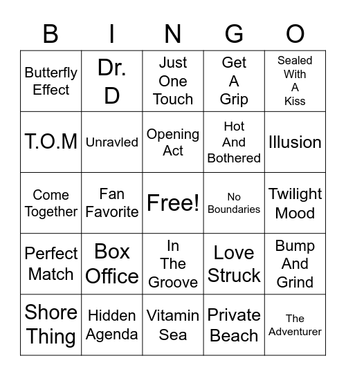 Pure Romance's Toy's Bingo Card