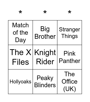 Musical Bingo- TV Themes Bingo Card