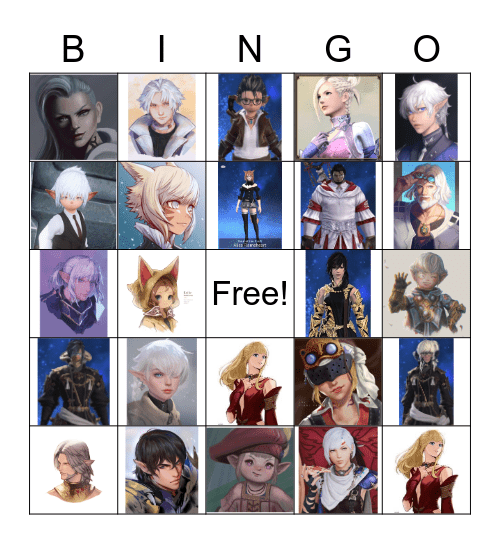 FFXIV NPC FC Bingo Card