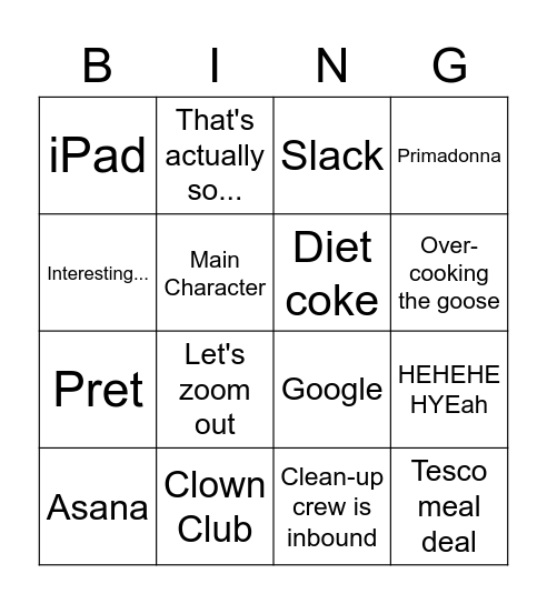 Nick Bingo Card