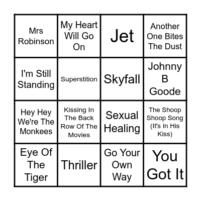All Time Greats Bingo Card