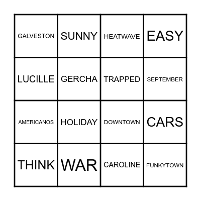 One Word Bingo Card