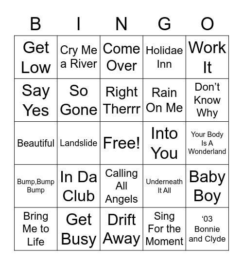 HITS FROM 2003 Bingo Card