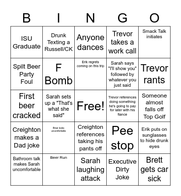 Road Trip Bingo Card