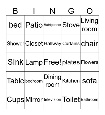 Rooms Bingo Card