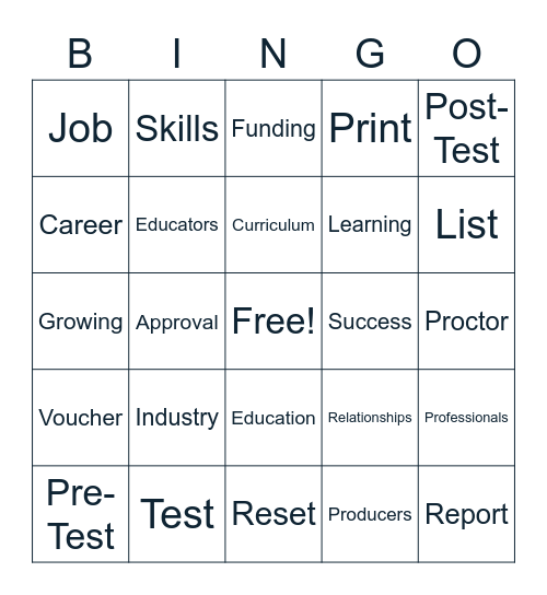 Incorporating Industry Certifications in CTE Bingo Card