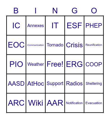EM Bingo Card