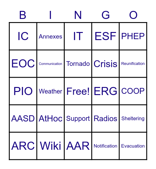 EM Bingo Card
