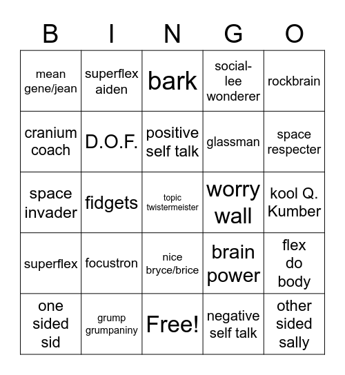 Superflex Bingo Card