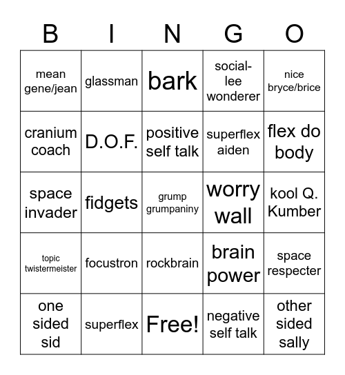 Superflex Bingo Card