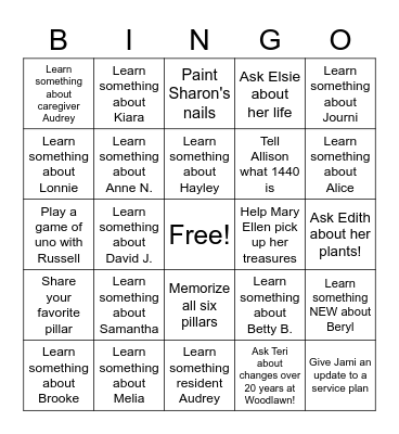 Share a Smile Week Bingo Card