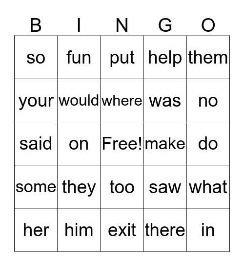 dolch word list 9/15 Bingo Card