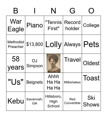 RUTHELIA LANELL BUCHI PADGETT Bingo Card