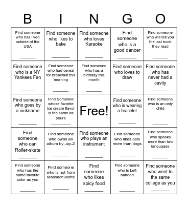 Scavenger Hunt BINGO Card