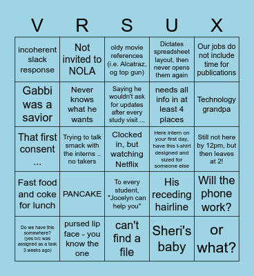 Hummer Lab Bingo Card