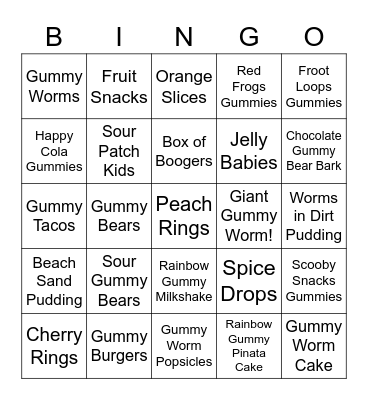 Gummy Bingo! Bingo Card