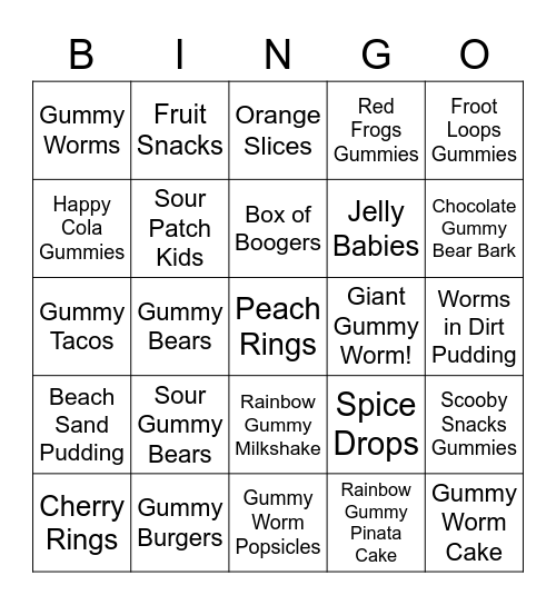 Gummy Bingo! Bingo Card