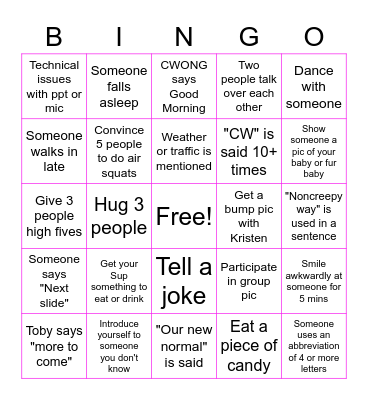 Child Welfare Bingo Card