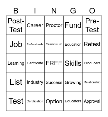 Incorporating Industry Certifications in CTE Bingo Card