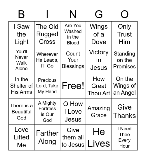 gospel Bingo Card