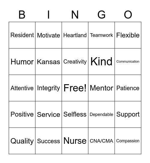 Care Summit BINGO Card