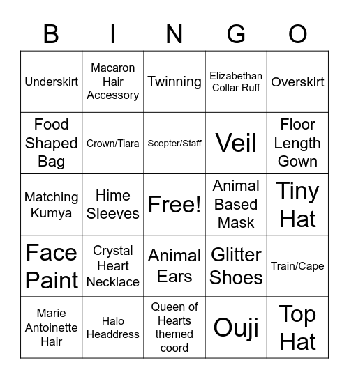 EGL Masquerade Bingo Card