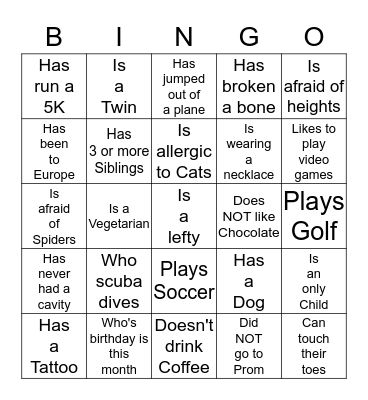 MOPS Get to know You Bingo Card