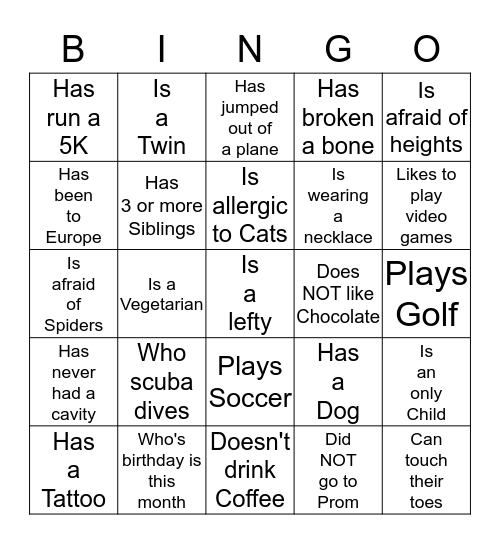 MOPS Get to know You Bingo Card