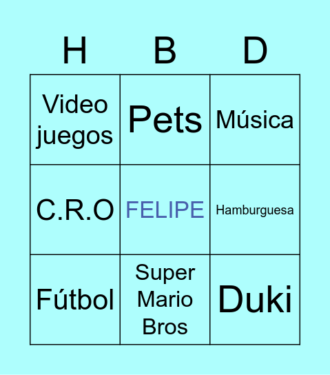 HBD BINGO Card