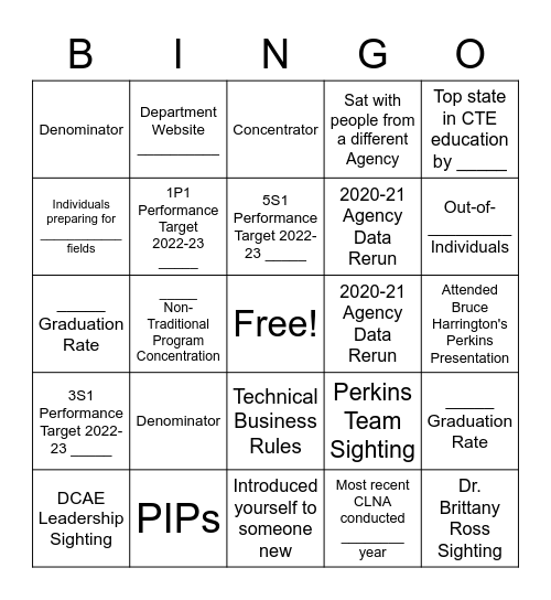 Perkins Bingo Card