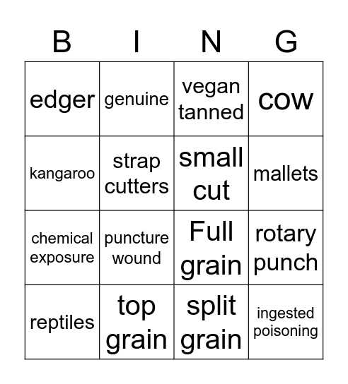 Leather Bingo Card