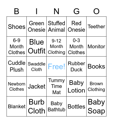 Destiny's Baby Shower Bingo Card