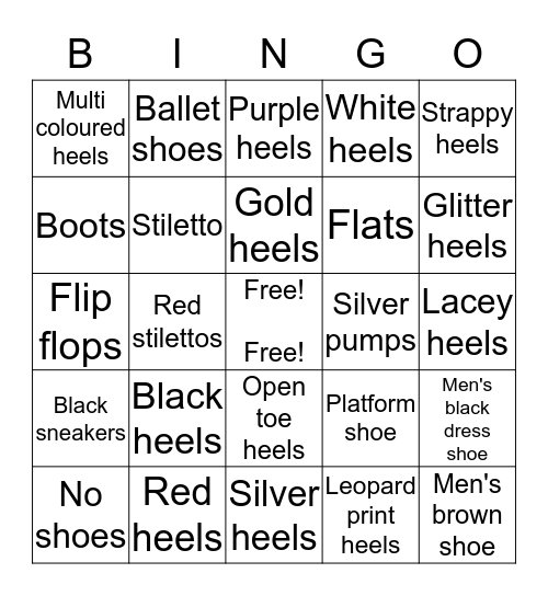 Sexy Heels Bingo Card