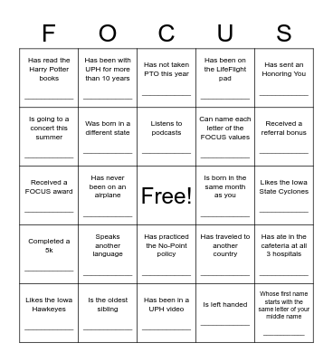 FIND SOMEONE WHO... Bingo Card