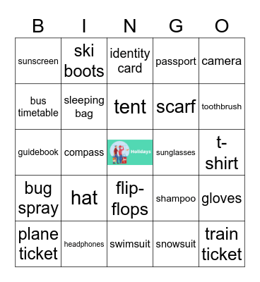 What's in my suitcase? Bingo Card