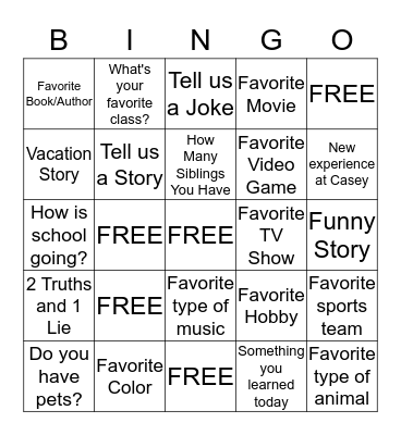 Conversation BINGO! Bingo Card