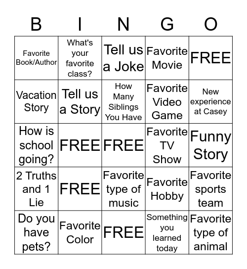 Conversation BINGO! Bingo Card