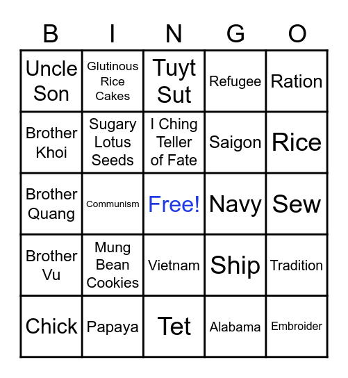 Inside Out and Back Again Bingo Card