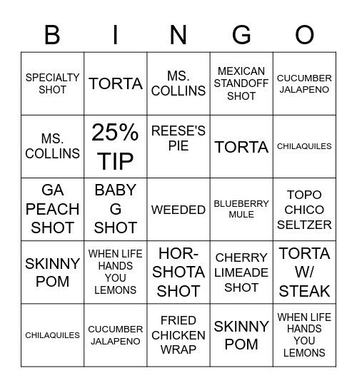 BING BONG Bingo Card