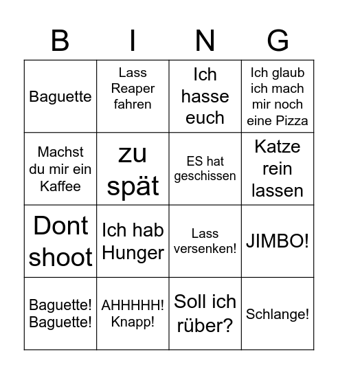 YÜLLSBINGOBONGO Bingo Card