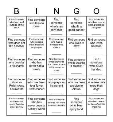 Scavenger Hunt BINGO Card