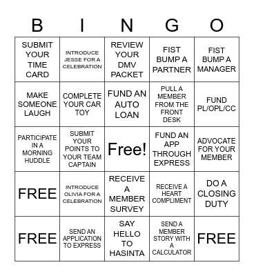 Summer Road To Savings Bingo Card