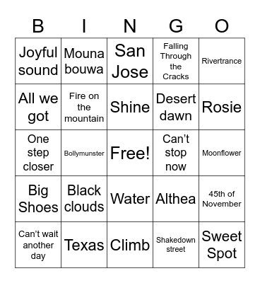 Cheese Red Rocks Bingo Card